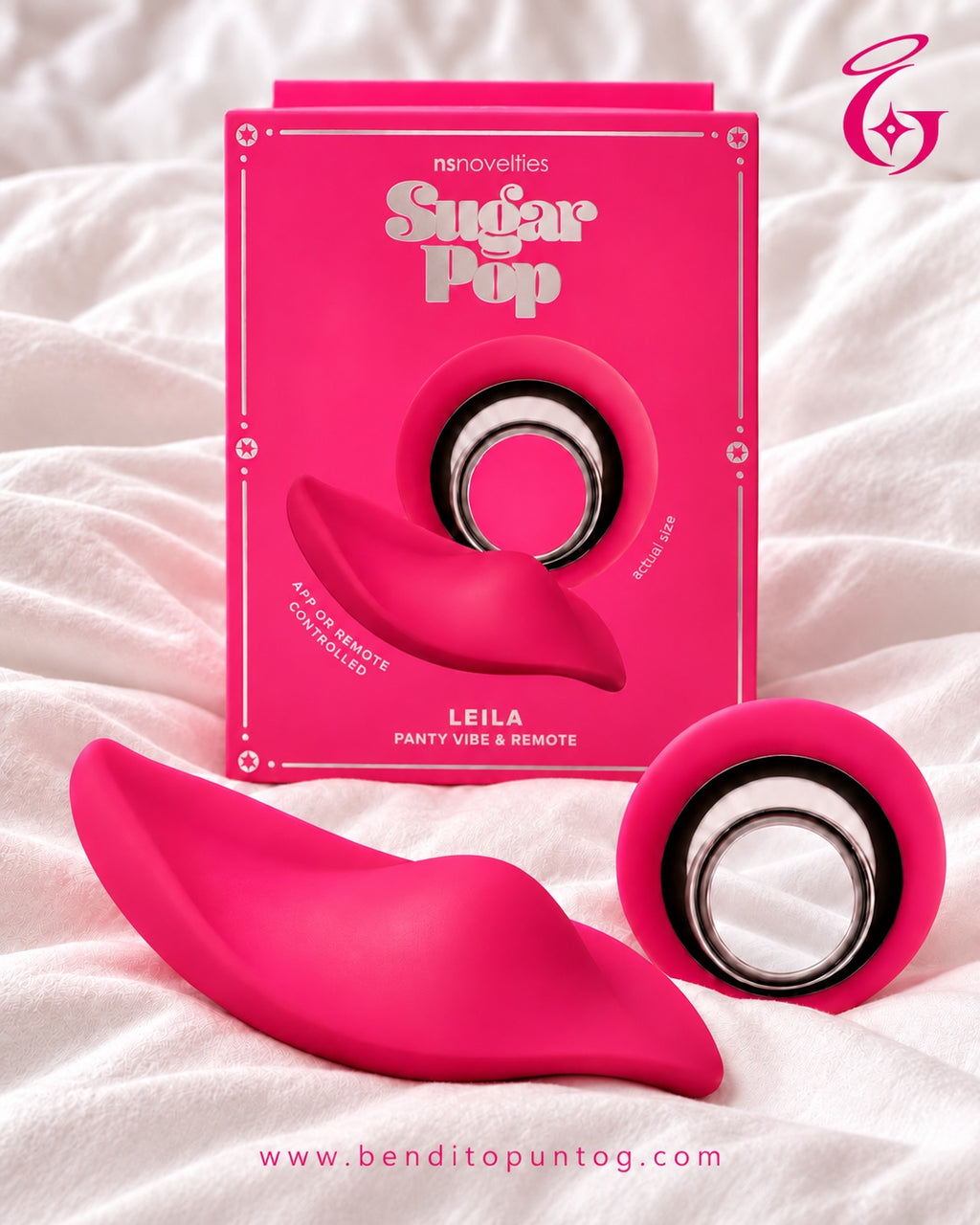 Leila Pink Sugar Pop con empaque y control