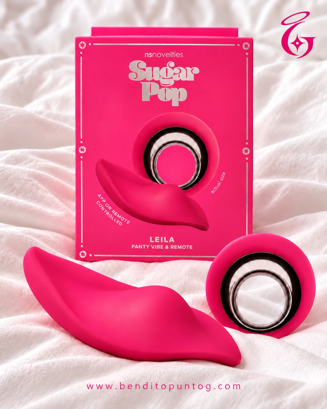 Leila Pink Sugar Pop con empaque y control
